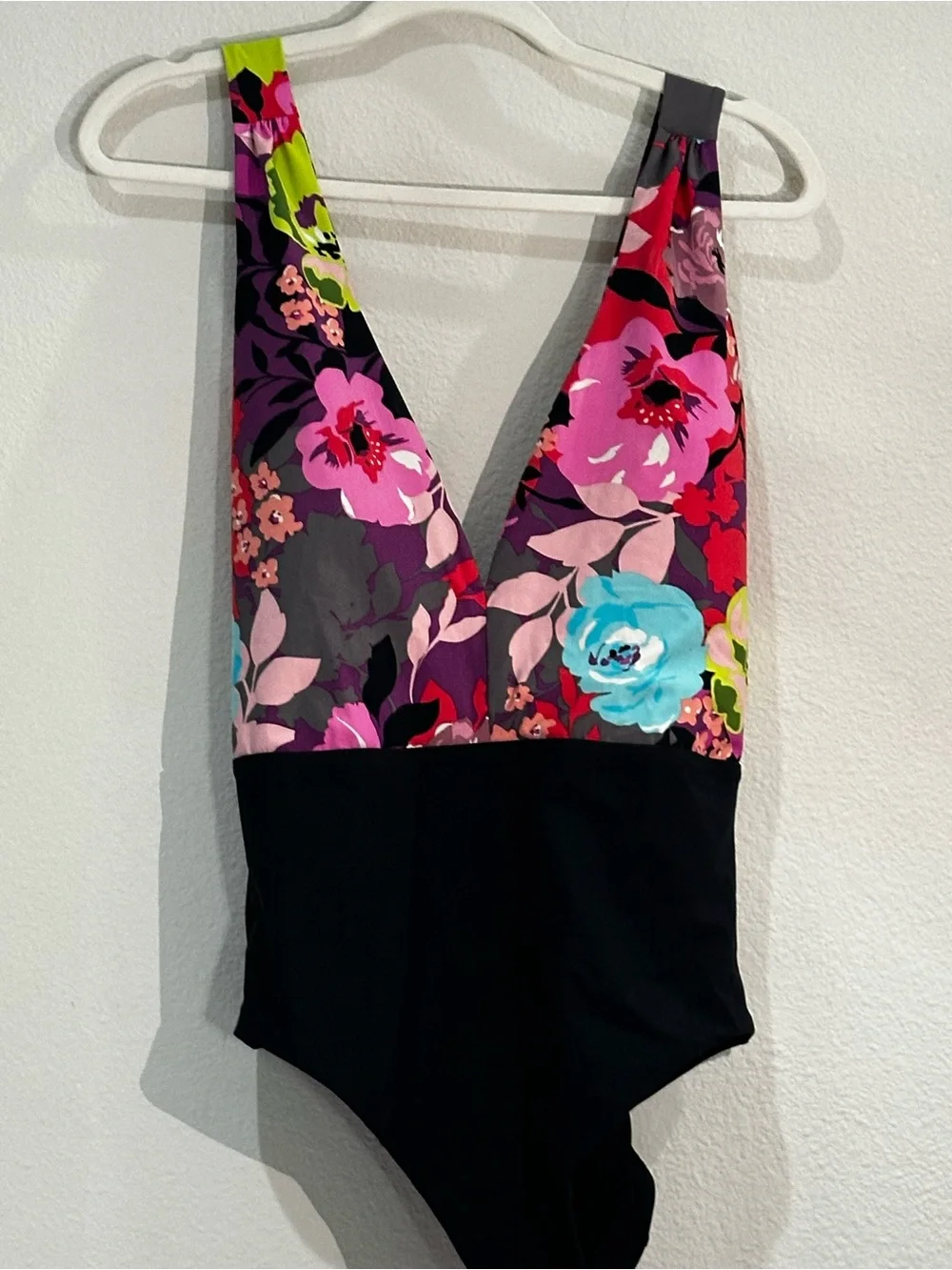 Floral & Black One-Piece Swimsuit - Pink Multi - Large